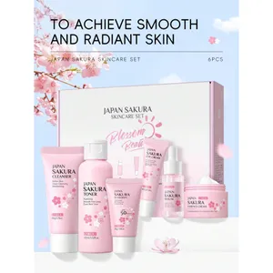 LAIKOU Japan Sakura Skin Care Set Blossom Beauty (Cleanser 50g, Toner 100ml, Serum 17ml, Eye Cream 15g, Essence Cream 25g & Sunscreen 30g)